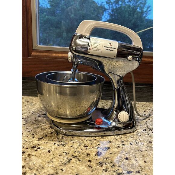 1938 Vintage Hamilton Beach Chrome Stand Mixer 10 Speed 2 Bowls 8FM-127 Model H - Picture 1 of 12